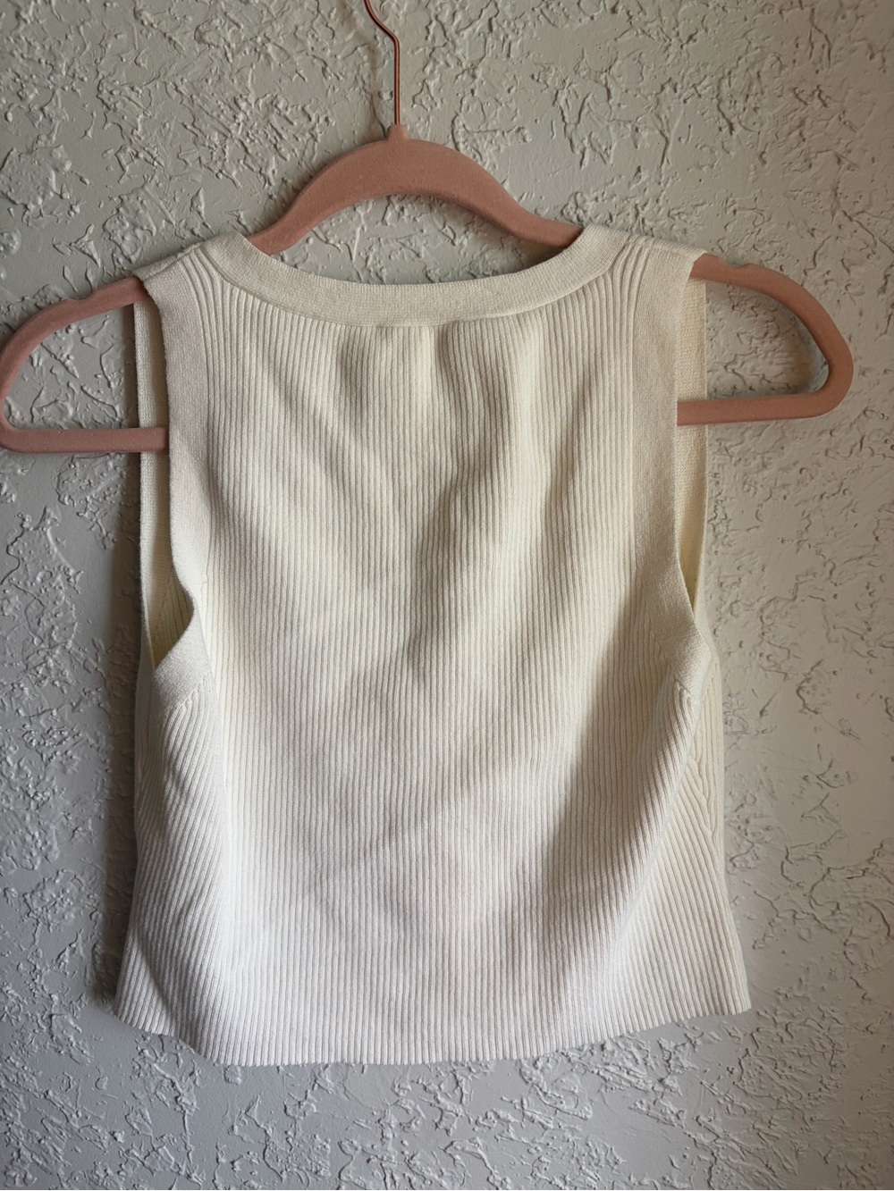 Reformation Cream Ribbed Hook-Front Crop Tank - Picture 4 of 6